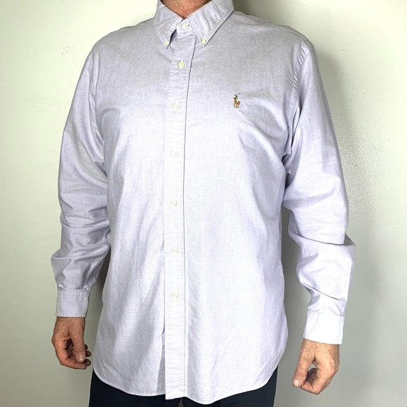 Ralph Lauren Classic Fit Long Sleeves Pony Logo Button Down Lavender Shirt. - Picture 5 of 11